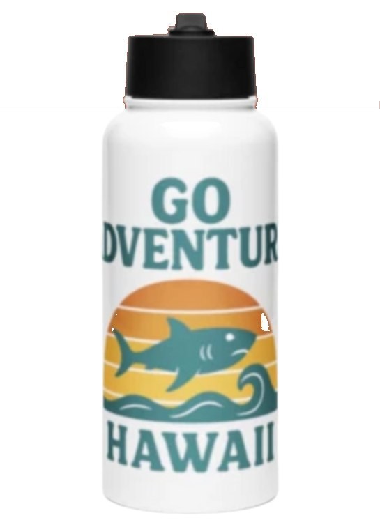 Stainless steel water bottle design for Go Adventure Hawaii