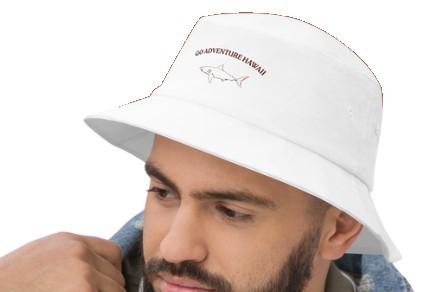 Embroidered bucket hat design for Go Adventure Hawaii